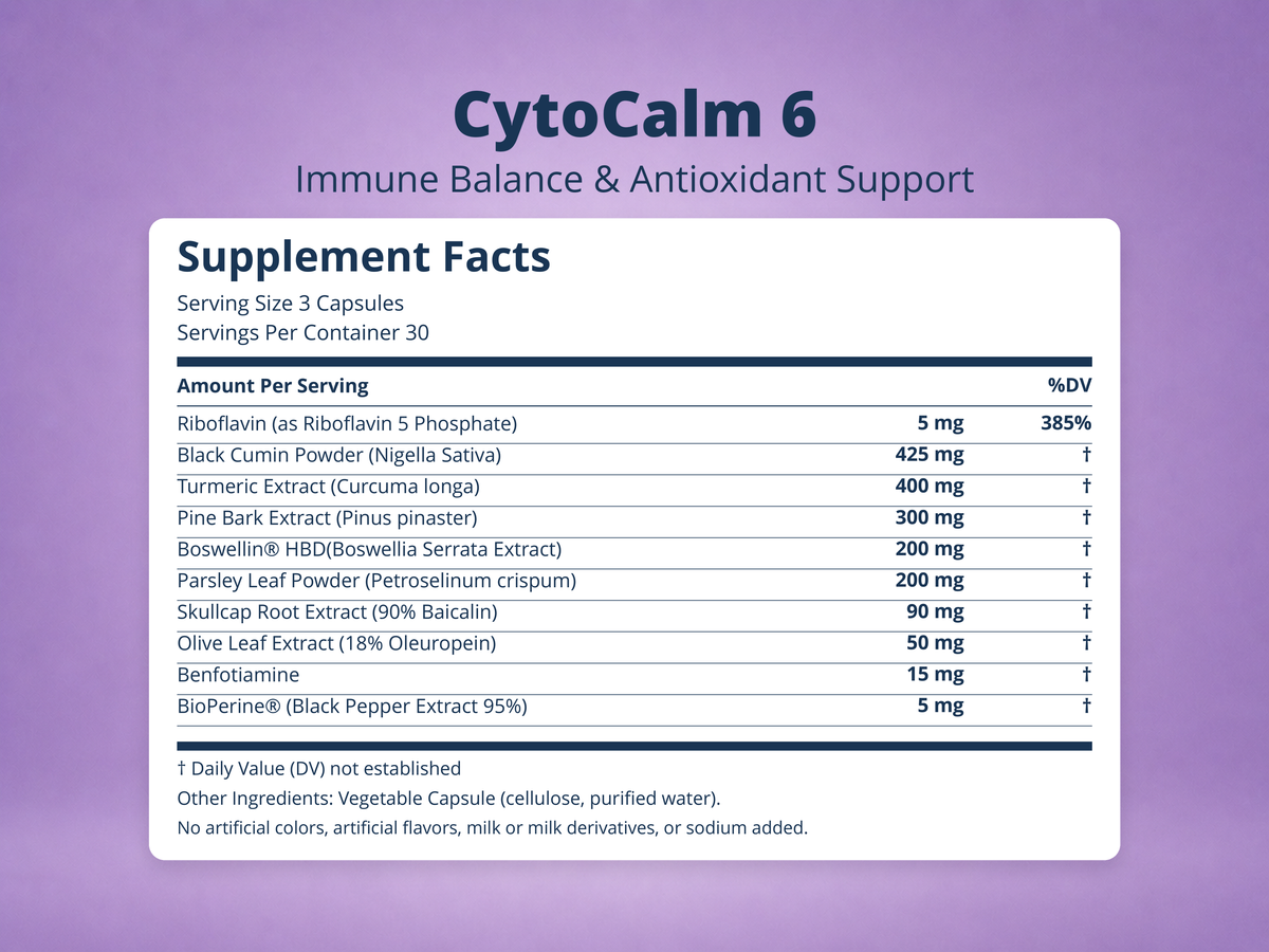 CytoCalm 6 Supplement Facts
