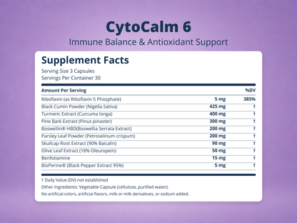 CytoCalm 6 Supplement Facts
