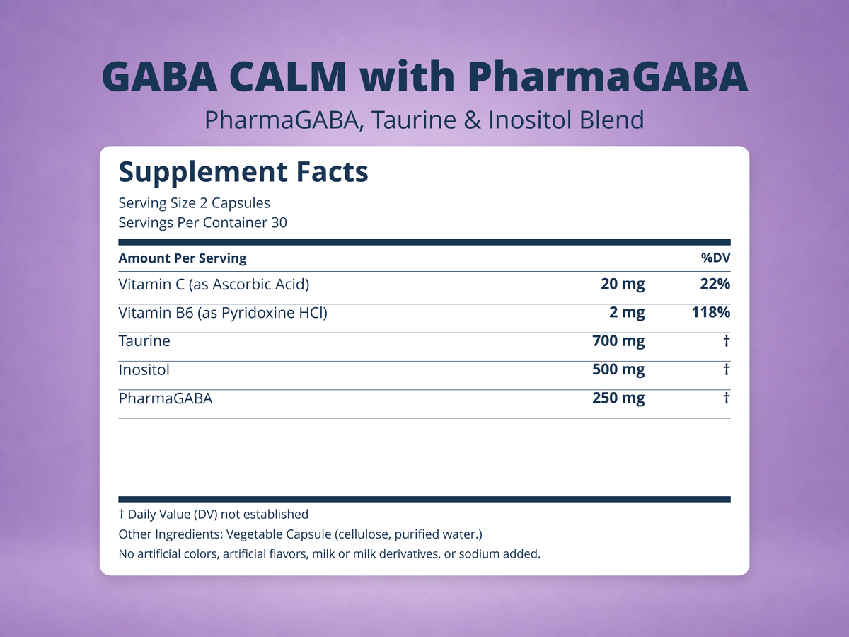 GABA CALM with PharmaGABA Supplement Facts