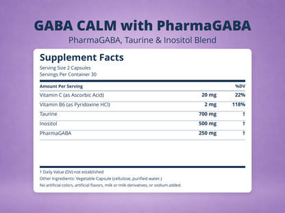 GABA CALM with PharmaGABA Supplement Facts