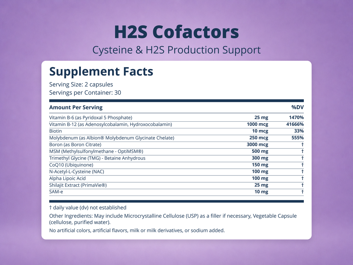H2S Cofactors Supplement Facts