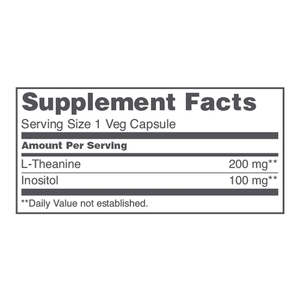 Protocol for Life Balance L-Theanine 200 mg supplement facts label