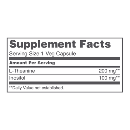 Protocol for Life Balance L-Theanine 200 mg supplement facts label