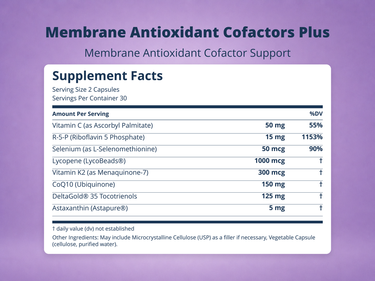 Membrane Antioxidant Cofactors Plus Supplement Facts
